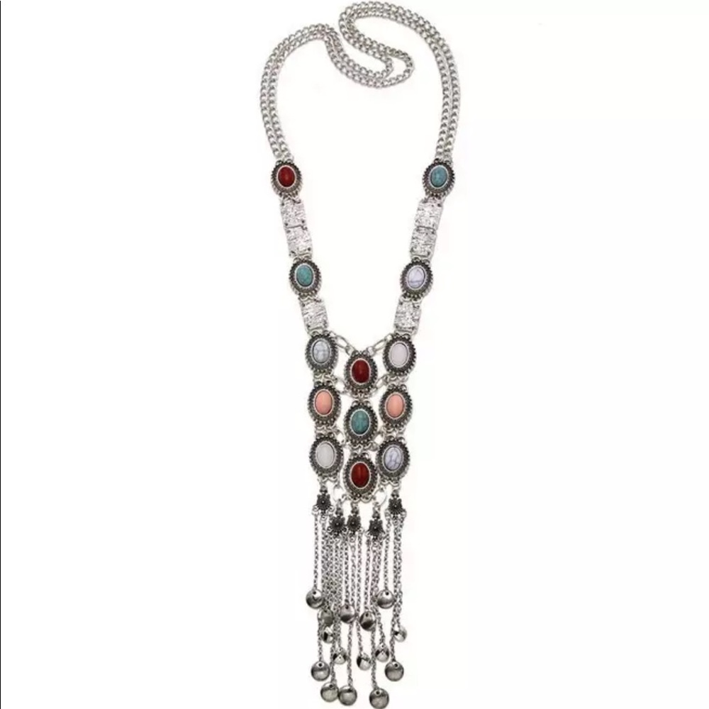 ⭐️Boho tribal statement stone necklace jewelry - Picture 2 of 8